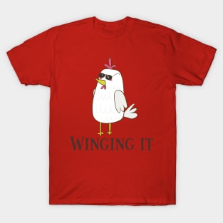 Winging It, Cool Funny Chicken T-Shirt